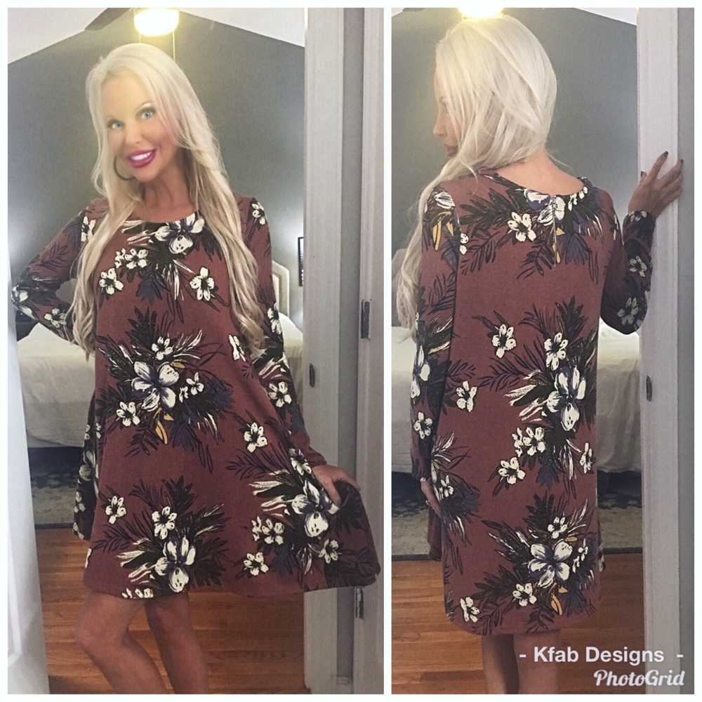 LAST 1! 💕THICK Material Mauve/Olive floral dress - Picture 4 of 4